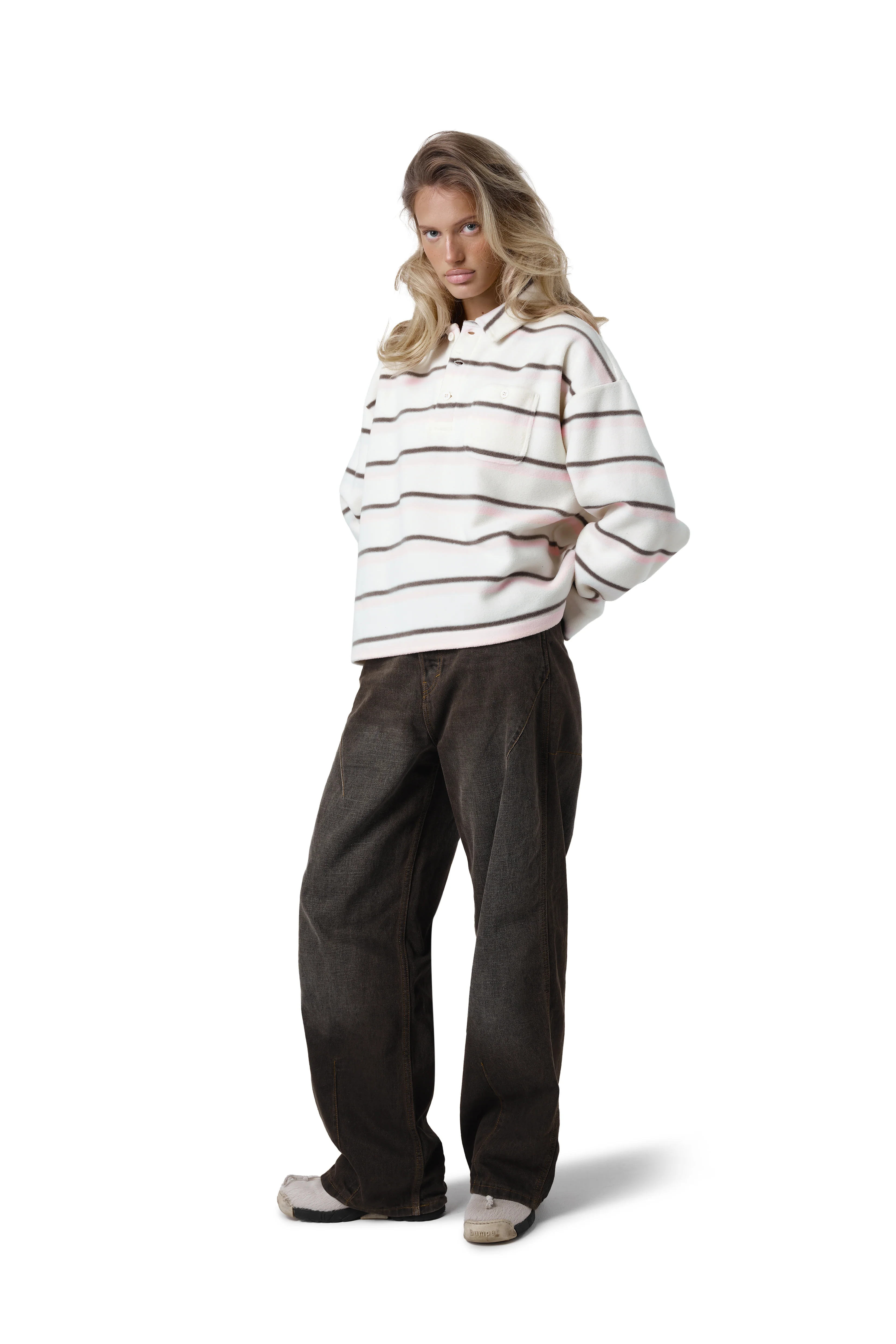 Folk Fleece Shirt in Bunny Stripe - Image 7