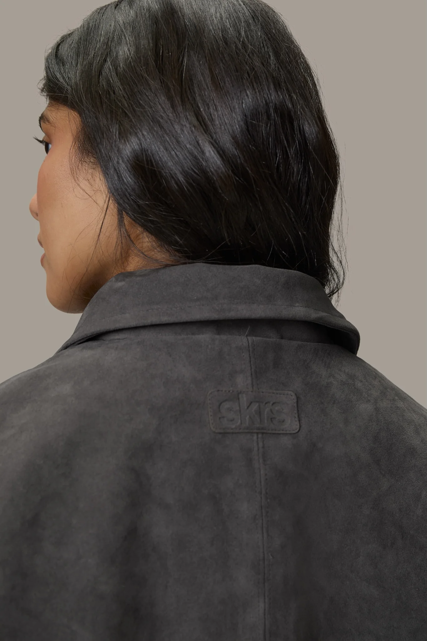 Martha Faux Suede Jacket in Dark Grey - Image 7