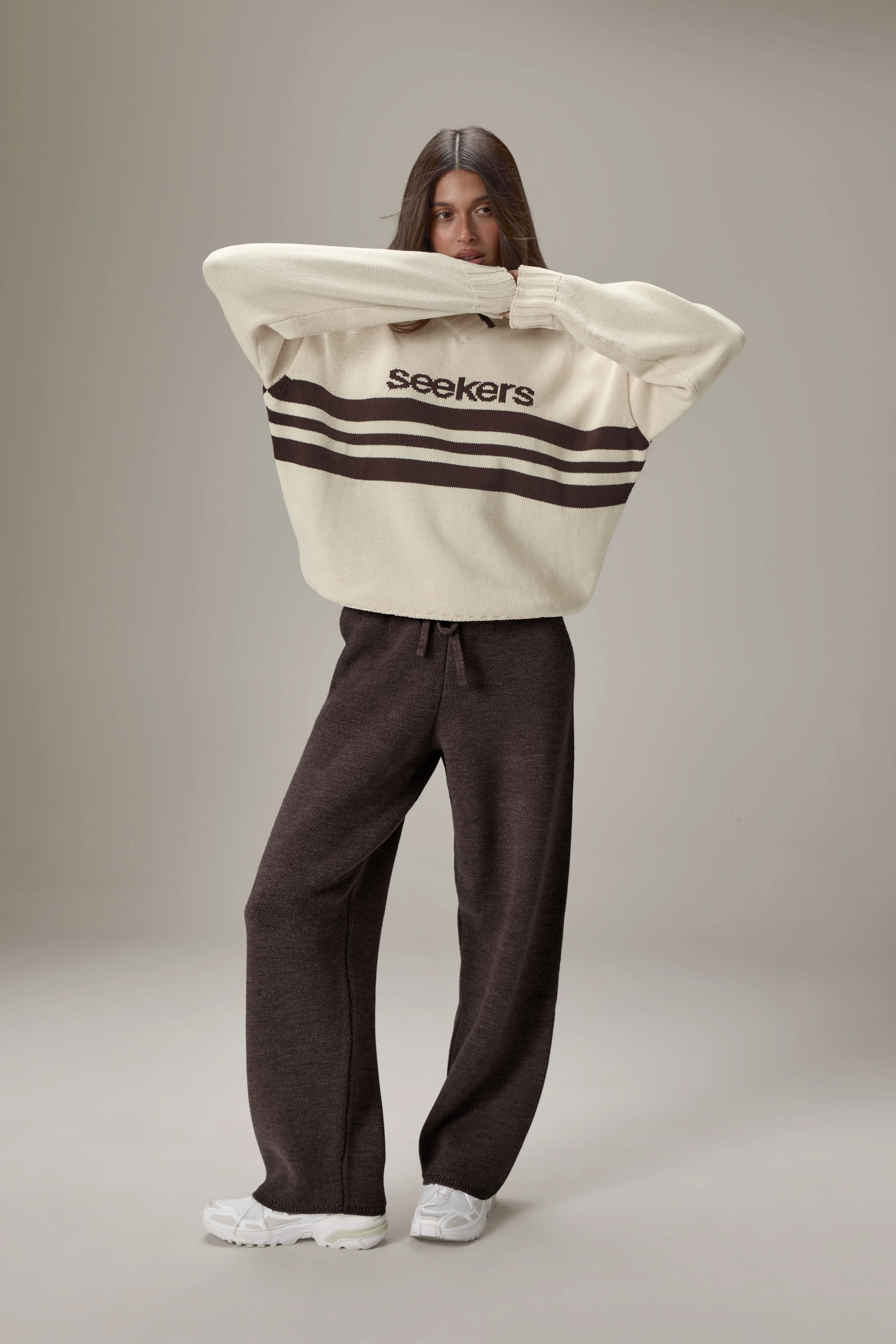 Peggy Logo Knit Sweater in Cream - Image 7